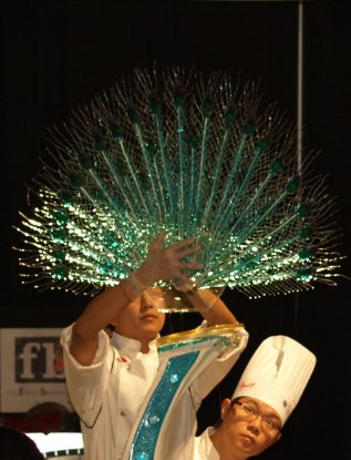 Anthony Qin from team china sugar peacock feathers world championships pastry