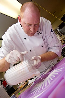 Jared Danks pouring isomalt