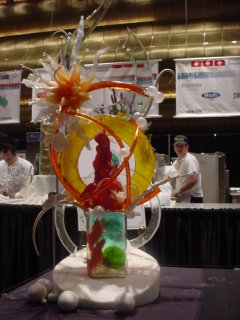 cast and pulled sugar on a showpiece