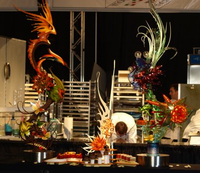 Team Usa chocolate and sugar and pastillage showpiece from the pastry championship